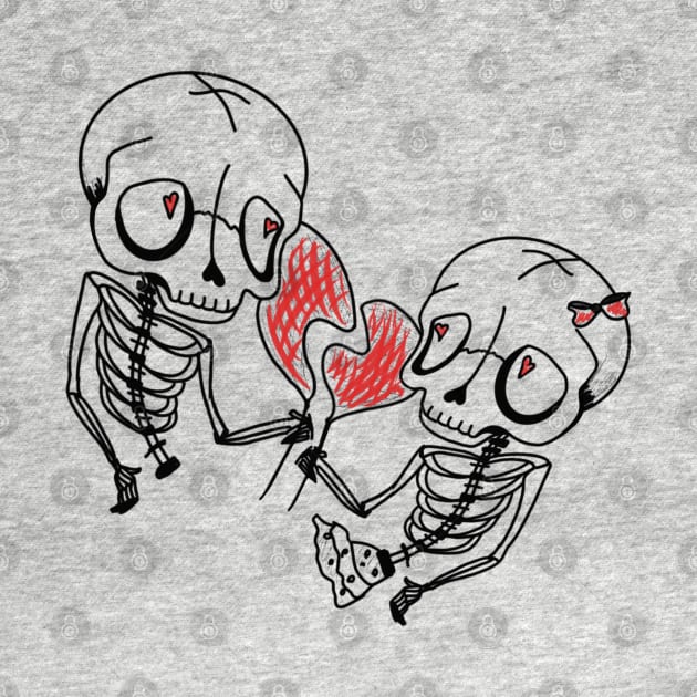 Skeleton Lovers Heart Love Art by Print Art Station